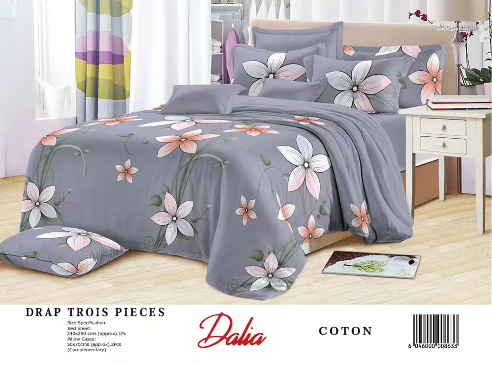 Drap Dalia 3 pièces (2 taies d'oreillers + 1 drap) Coton - Multicolore 