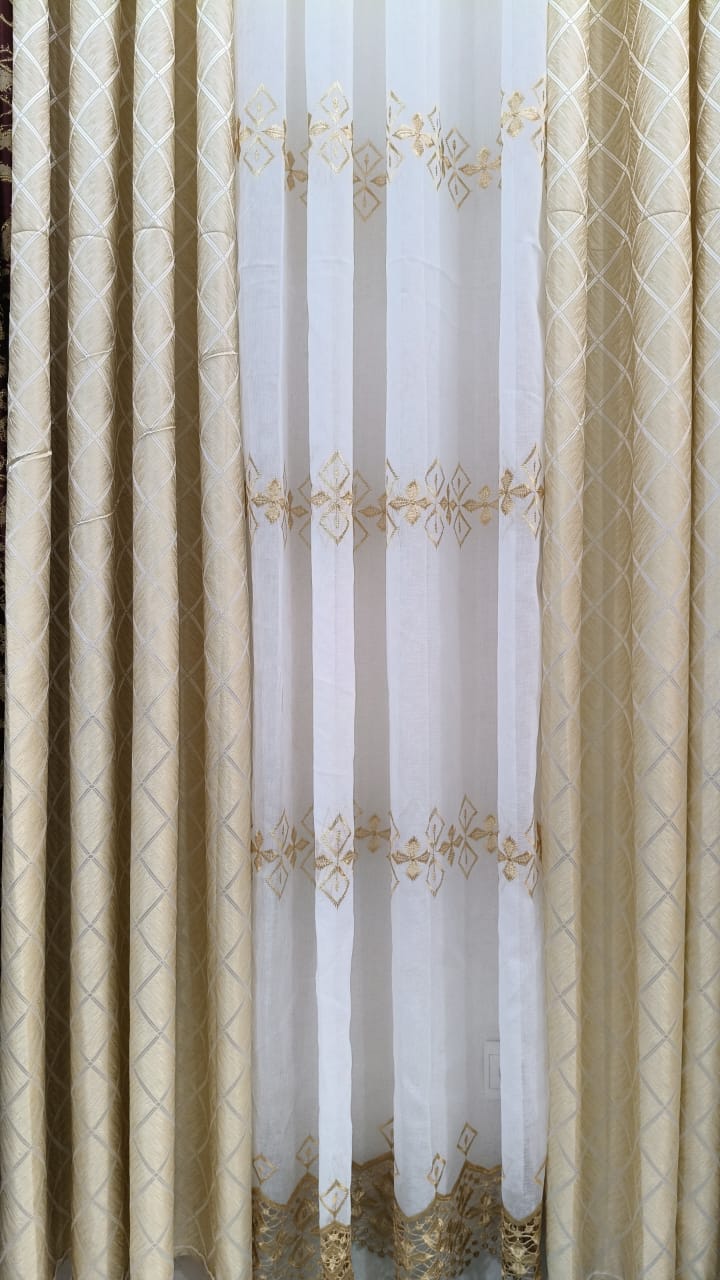 Ensemble Rideaux 2 Lourds & 1 Léger - Beige