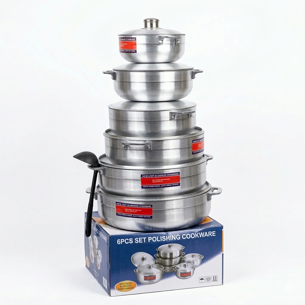 Set de 6 Marmites en Aluminium Poli