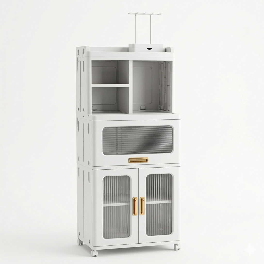 Armoire de Rangement Mobile et Elégante en Acrylique Flûté