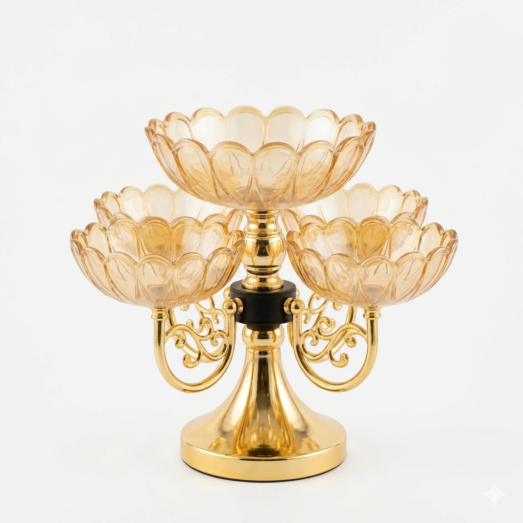 Présentoir Décoratif sur Pied Doré