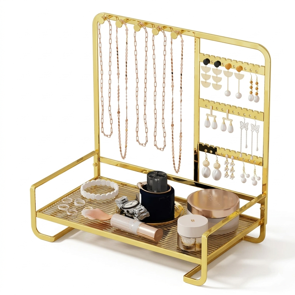 Organisateur à Bijoux et Cosmétiques Doré
