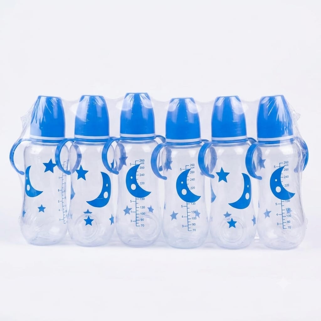 Lot de 6 biberons ergonomiques bleus